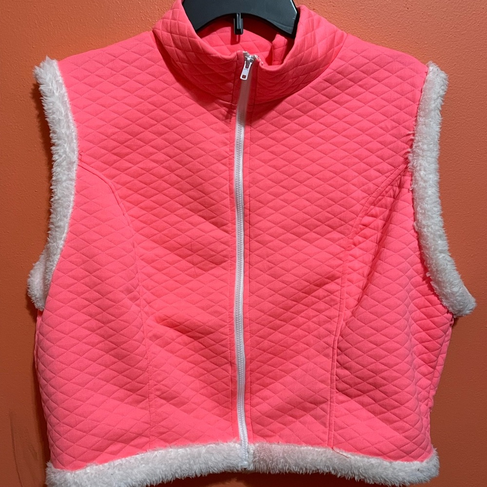 Coral Vest with Fur Trim